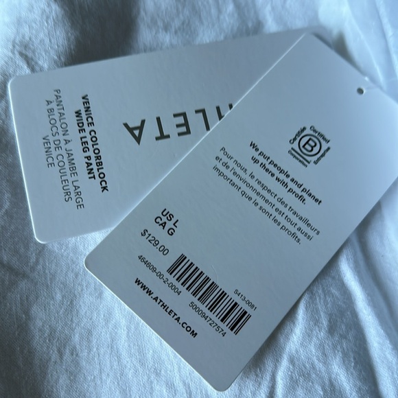 Athleta NEW Venice Wide Leg Color Block pant, Navy with Black Side Trim. Pockets - Picture 11 of 14